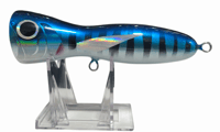 Image 1 of 40g Blue, Black Stipes Silver Wing Popper
