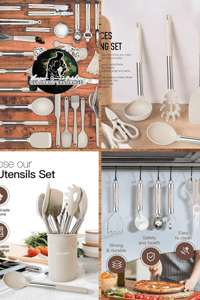 Kitchen Utensils Set-Silicone Cooking Utensils-Khaki