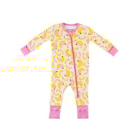 Image 1 of Baby Bamboo Pajamas w/ Dreamcuffs® - Pink Bananas