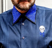 Image 3 of Vintage Hugo Boss dress shirt with blue rhinestones