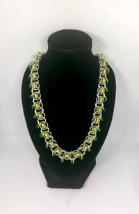 Image 1 of Peridot Beaded Helm’s Weave Chainmail Necklace