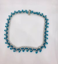 Image 2 of Aqua Beaded Helm’s Weave Chainmail Necklace