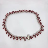 Image 2 of Garnet Beaded Helm’s Weave Chainmail Necklace
