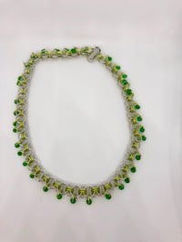 Image 2 of Peridot Beaded Helm’s Weave Chainmail Necklace