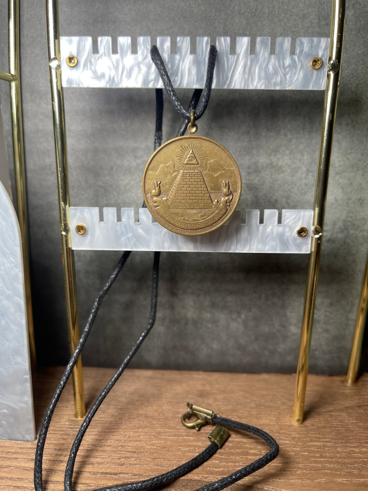Image of Bronze Egyptian Pyramid & All Seeing Eye Medallion Necklace