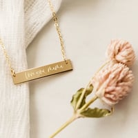 Image 1 of Zen & Zuri Gold Filled Engraved Bar Necklace - 2 Styles Available