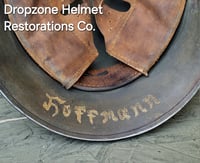 Image 7 of Replica WWI German M-1916 Helmet and Leather Liner. Camouflage pattern & Machine Gun Unit. 