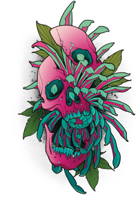 Image 1 of Skull Chrysanthemum Tattoo Design