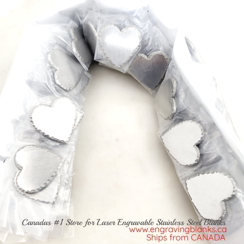 Image of 10 pcs/lot Heart Shape Pocket Hug Token Blanks (Hammered edges) for Laser Engraving - Steel Silver