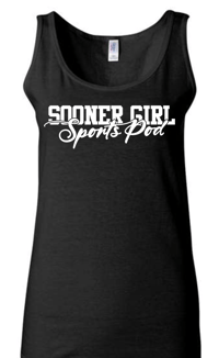 Women's Gildan Black Tank Sooner Girl White