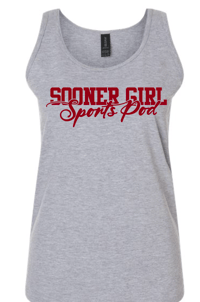 Women's Gildan Grey Tank Sooner Girl Red 