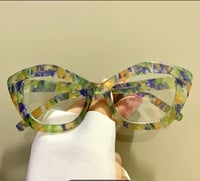 Image 2 of Green & Blue Floral Print Clear Frames