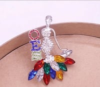 OES Multicolor Rhinestone Brooch 