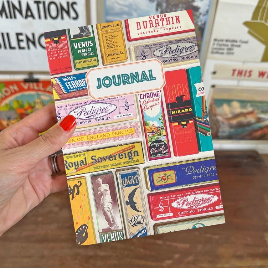 Image of Pencil Boxes Vintage Style Journal Recycled Papers