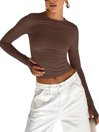 Image 5 of SleekFit Ruched Long-Sleeve Top