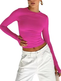 Image 3 of SleekFit Ruched Long-Sleeve Top