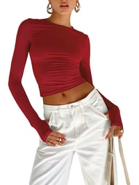 Image 4 of SleekFit Ruched Long-Sleeve Top