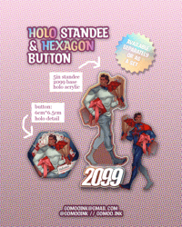 VDAY Hexagon Button and Holo Acrylic Standee