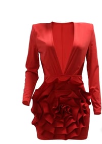 Image 3 of Fabulously Me Girls Sexy Red Flower Design Low Cut Dress  