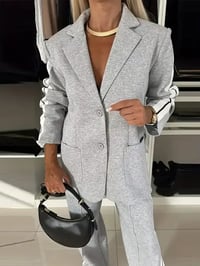 Image 1 of Fabulously Me Girls Light Grey Knit Blazer and Pant Set