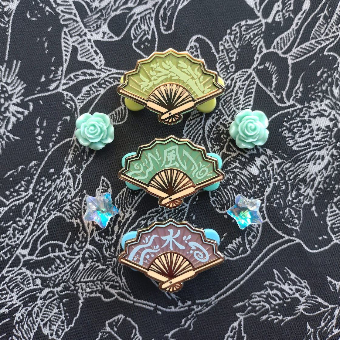 Image of Elemental Folding Fan Enamel Pins