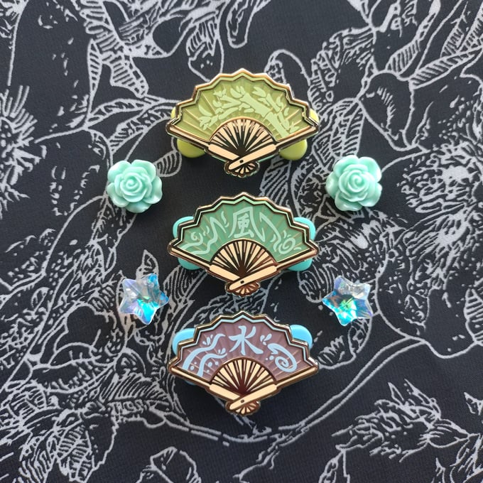 Image of Elemental Folding Fan Enamel Pins