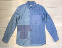 Image 1 of Lad Musician 2023ss multifabric indigo dyed denim chambray shirt, size 42 (S)