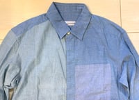 Image 2 of Lad Musician 2023ss multifabric indigo dyed denim chambray shirt, size 42 (S)