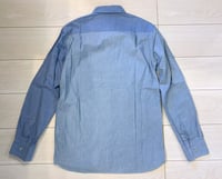 Image 6 of Lad Musician 2023ss multifabric indigo dyed denim chambray shirt, size 42 (S)