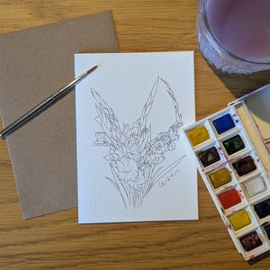 Image of Multipack of 12 "paint your own" flower greeting cards
