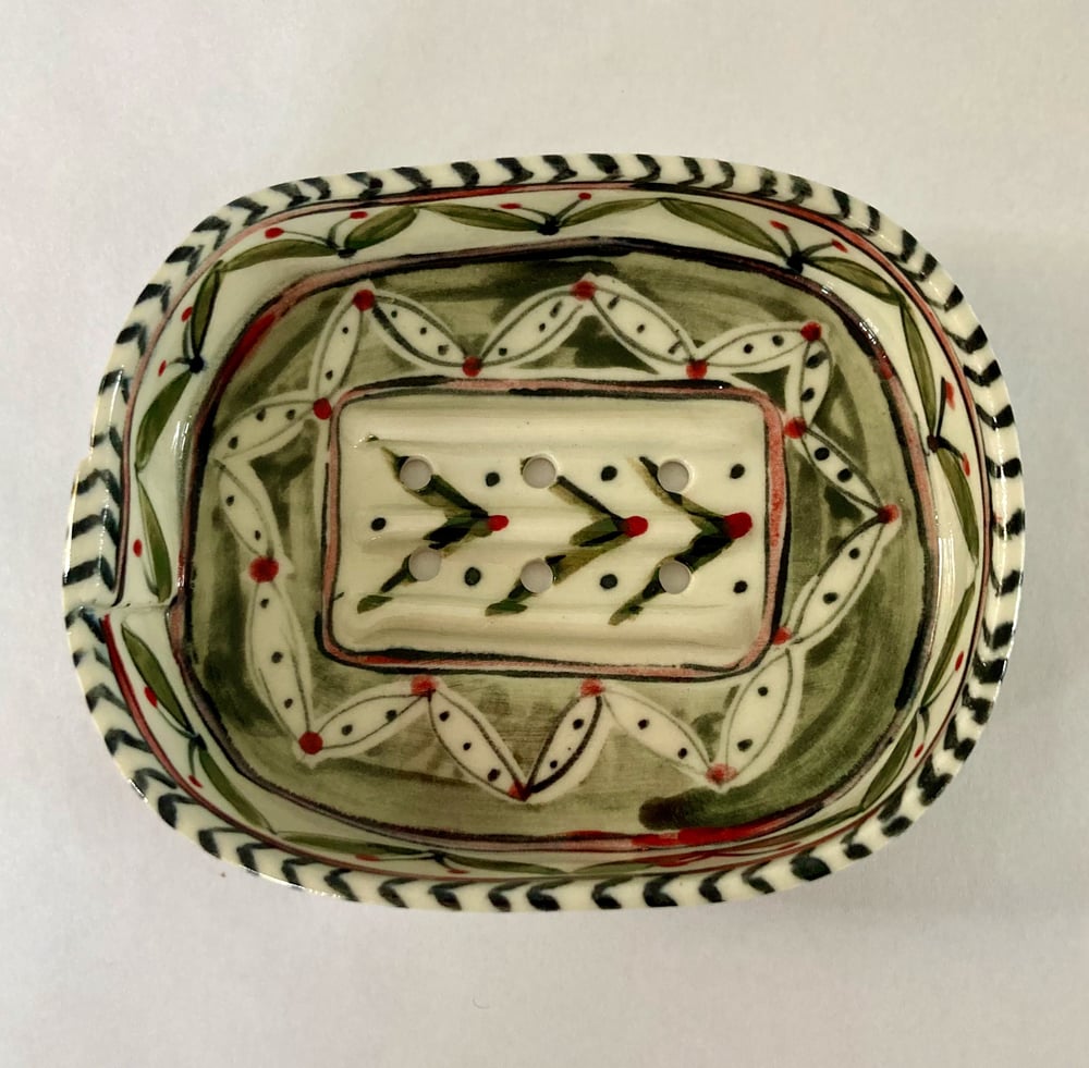 Image of Green leaf soap dish