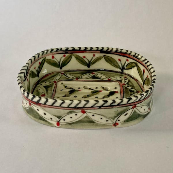 Image of Green leaf soap dish