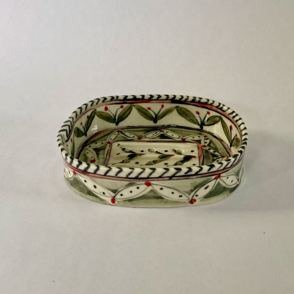 Image of Green leaf soap dish