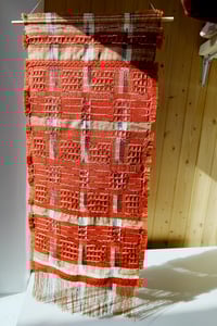 Image 4 of Woven Wall Hanging Textile Artwork Naturally Dyed Madder Red | No.2