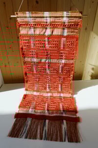 Image 2 of Woven Wall Hanging Textile Artwork Naturally Dyed Madder Red | No.2