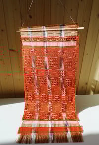 Image 1 of Woven Wall Hanging Textile Artwork Naturally Dyed Madder Red | No.4