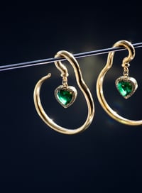Image 5 of Princess Heart Hangers - Stainless Steel 316L - 4mm - Gold - Gauges - Tunnels - Plugs - Ear Weights