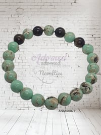 Image 1 of ANA826077 - Turquoises Howlite-Green Stone & Brown Tiger Eyes 10mm