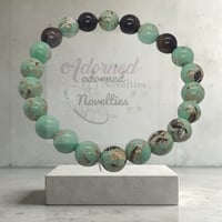 Image 2 of ANA826077 - Turquoises Howlite-Green Stone & Brown Tiger Eyes 10mm