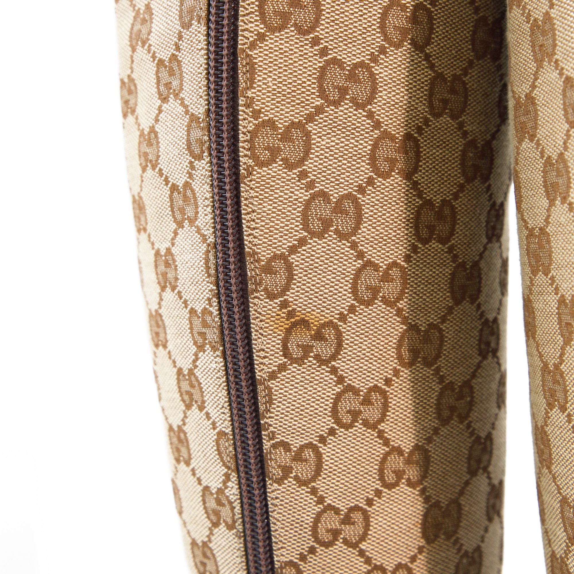 Image of Gucci Monogram Canvas Pointed Knee High Boots
