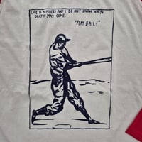 Image 3 of Raymond Pettibon "Play Ball!" red baseball shirts