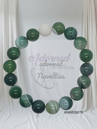 Image 1 of ANA826078 - Green Natural Agate & Matte White Onyx Stone Bead 12mm