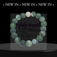 Image 2 of ANA826078 - Green Natural Agate & Matte White Onyx Stone Bead 12mm