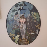 original painting on wood When the sea grew as dark as night