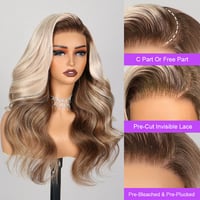 Image 2 of 22-24 Elegant Champagne & Brown Ombre 13x6 Lace Wig, Beginner Friendly Wig 