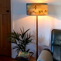 Image 2 of 'Swallows' Drum Lampshade by Lily Greenwood (45cm, Floor Lamp or Ceiling)