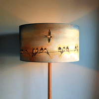 Image 1 of 'Swallows' Drum Lampshade by Lily Greenwood (45cm, Floor Lamp or Ceiling)