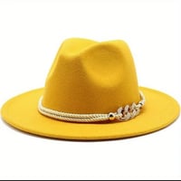 Yellow Fedora w/white rope