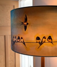 Image 4 of 'Swallows' Drum Lampshade by Lily Greenwood (45cm, Floor Lamp or Ceiling)