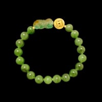 Image 1 of Green Jade Pixiu Coin Energy Bracelet (Abundance, Protection)